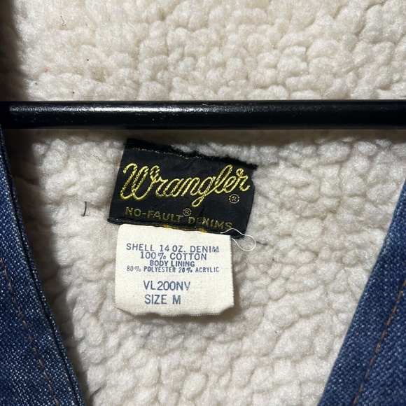 Vintage 80s 90s Wrangler Denim Sherpa Lined Vest M - Picture 4 of 7